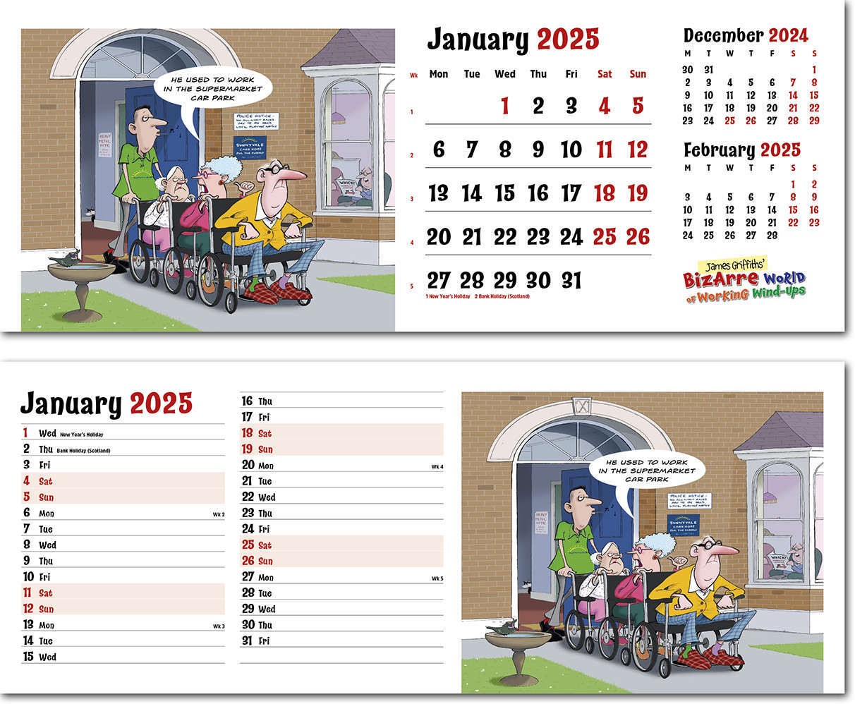 Bizarre World of Working Wind Ups Note Station Desk Calendar