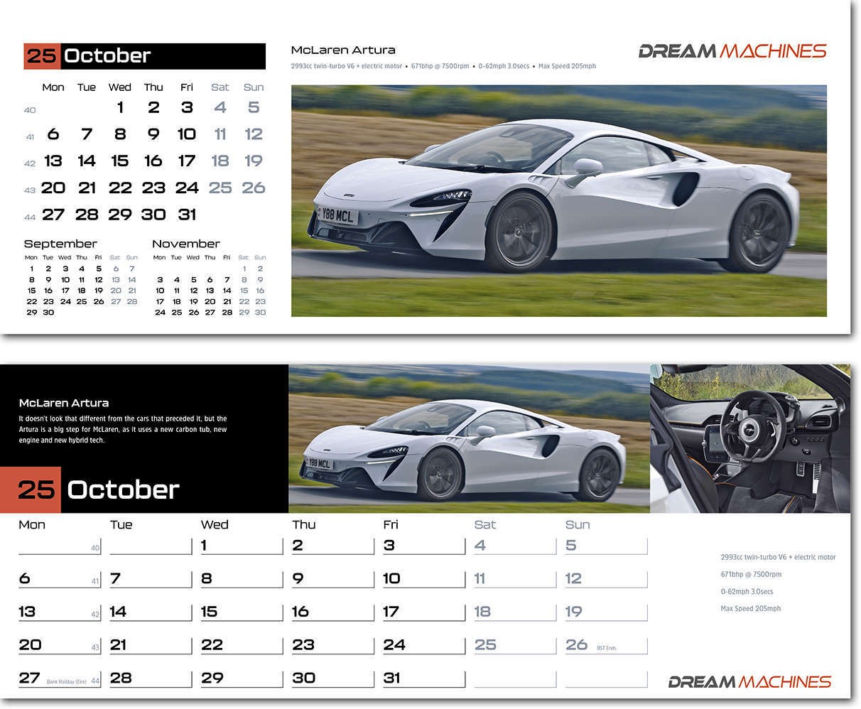 Dream Machines Premium Lined Easel Desk Calendar