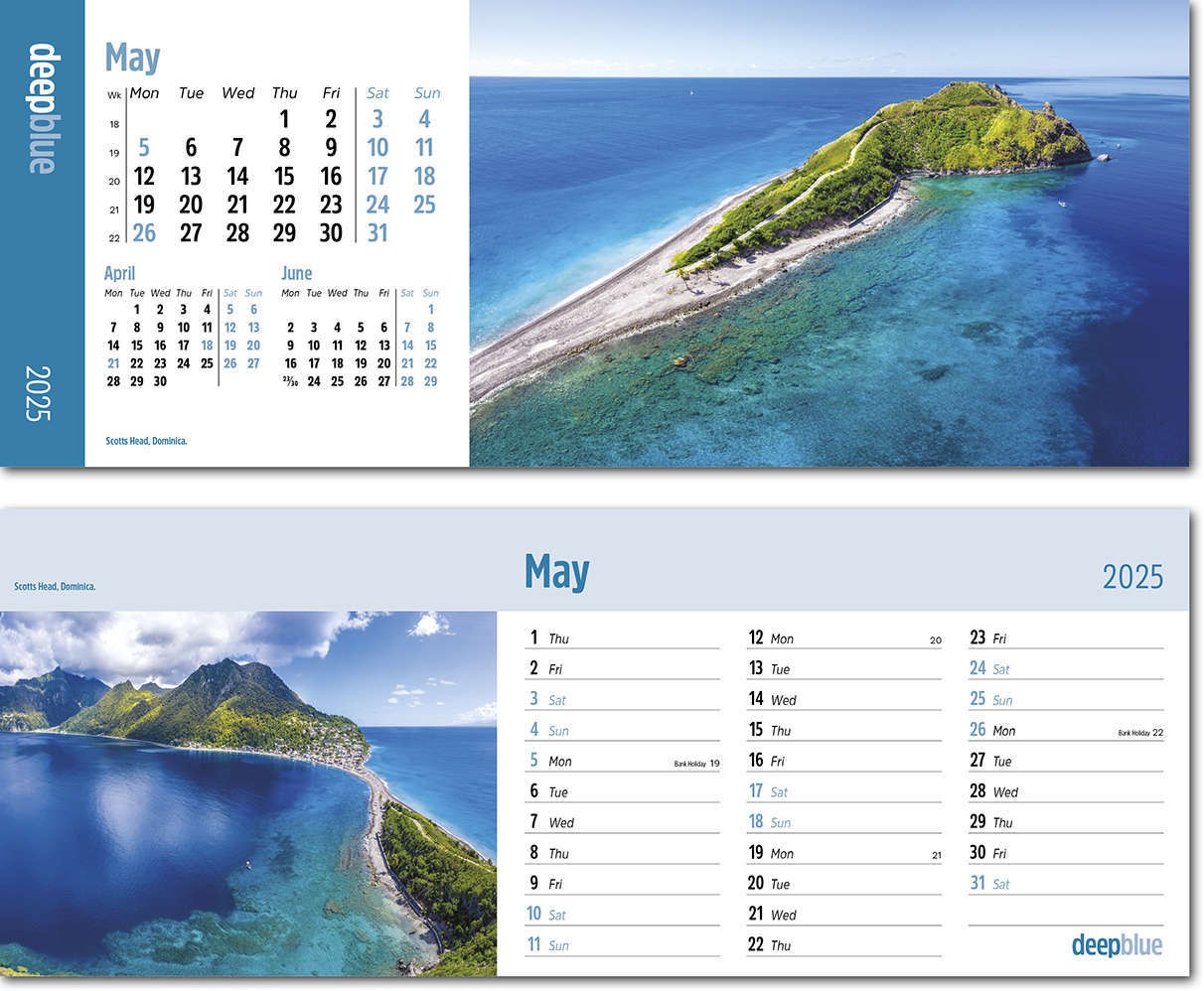 Deep Blue Premium Lined Easel Desk Calendar