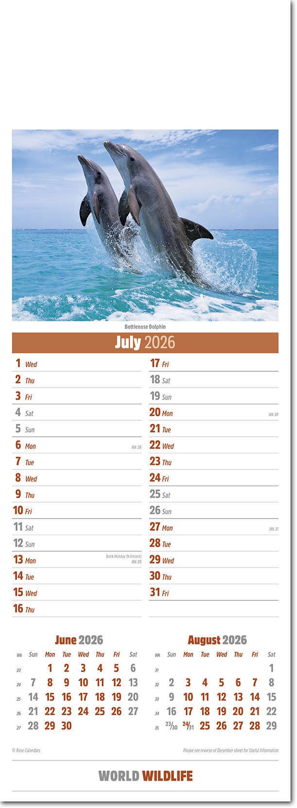 Slimline World Wildlife Calendar